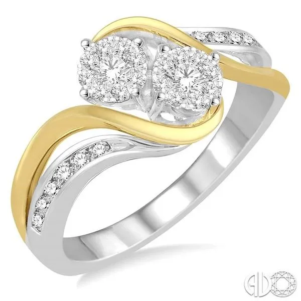 3/8 Ctw Curved Yellow Gold Arms Round Cut Diamond Lovebri...