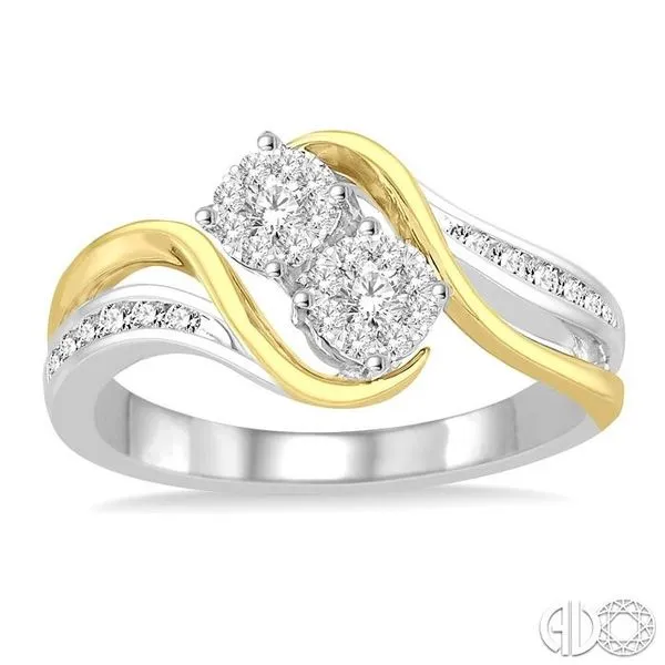 3/8 Ctw Curved Yellow Gold Arms Round Cut Diamond Lovebri...