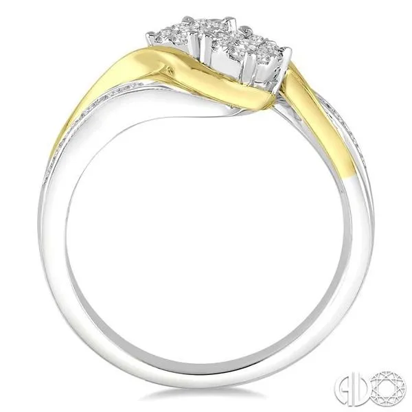 3/8 Ctw Curved Yellow Gold Arms Round Cut Diamond Lovebri...
