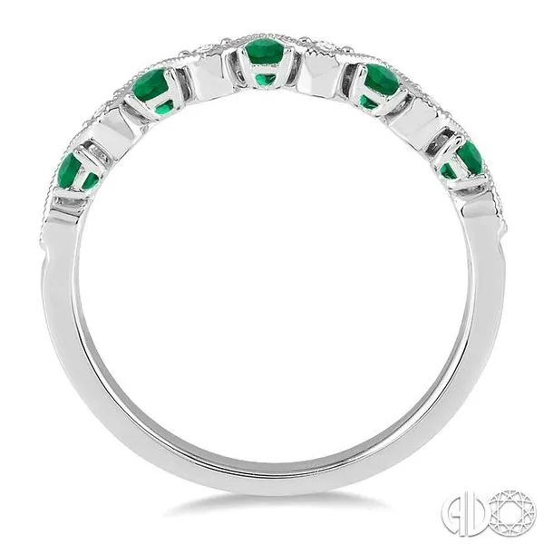 1/6 Ctw Round Cut Diamond and 1.80mm Emerald Precious Wav...