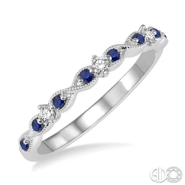 1/10 Ctw Round Cut Diamond and 1.25mm Sapphire Precious W...