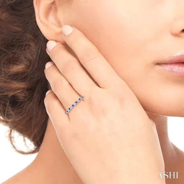 1/10 Ctw Round Cut Diamond and 1.25mm Sapphire Precious W...