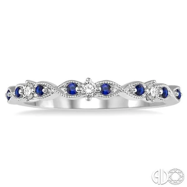 1/10 Ctw Round Cut Diamond and 1.25mm Sapphire Precious W...