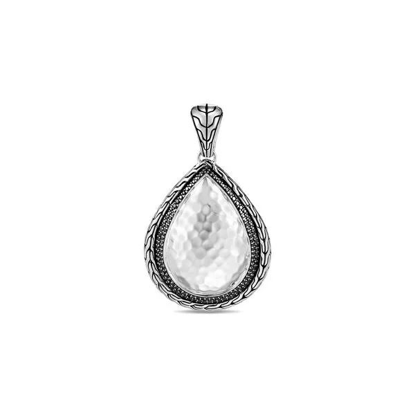 Classic Chain Hammered Silver Drop Pendant with Black Sapphire Spinel similar item image