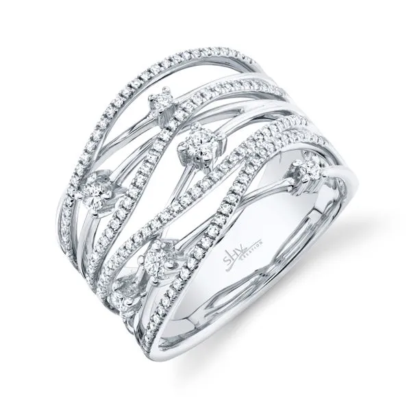 Shy Creation 14K White Gold Diamond Bridge Ring SC55004242