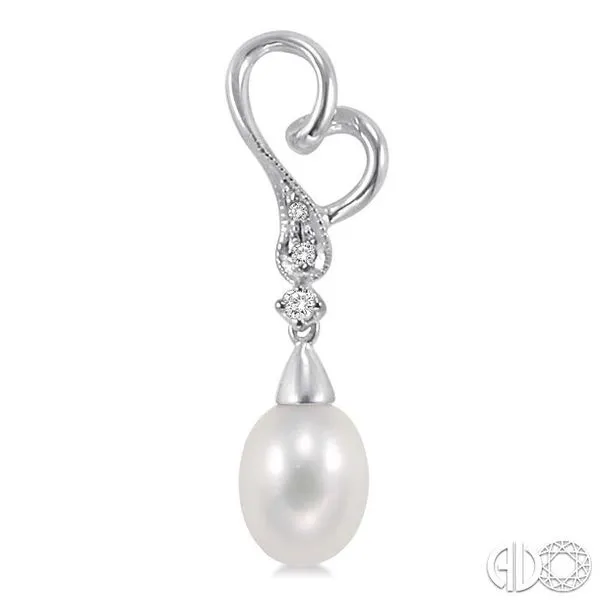 8x6MM Cultured Pearl and 1/20 Ctw Round Cut Diamond Earri...
