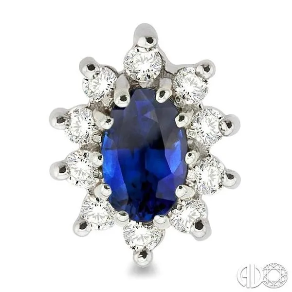 5x3MM Oval Cut Sapphire and 1/4 Ctw Round Cut Diamond Ear...
