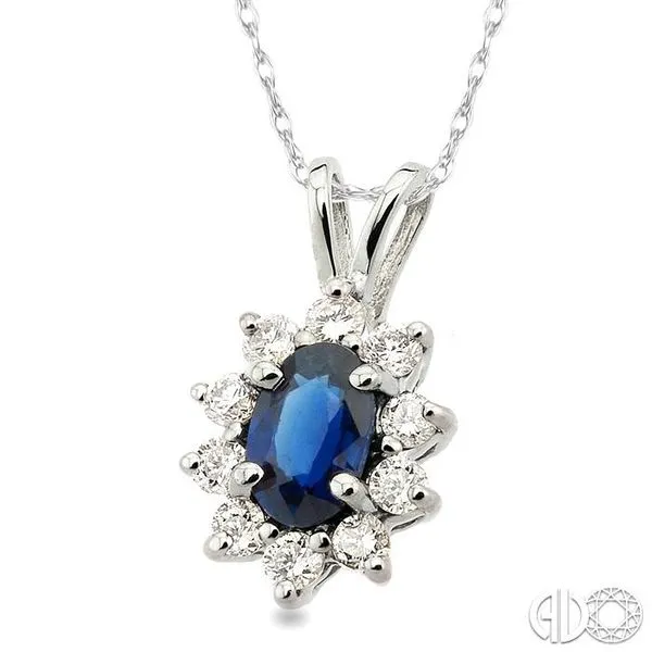 6x4MM Oval Cut Sapphire and 1/4 Ctw Round Cut Diamond Pen...