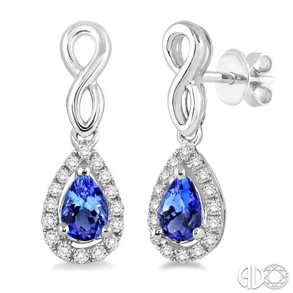 5x3 MM Pear Shape Tanzanite and 1/6 Ctw Round Cut Diamond Earrings in 10K White Gold similar item image
