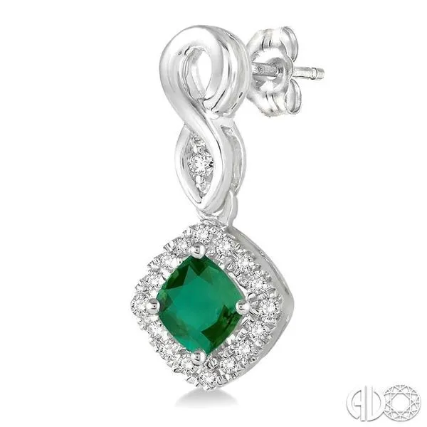 4x4 MM Cushion Cut Emerald and 1/5 Ctw Round Cut Diamond ...
