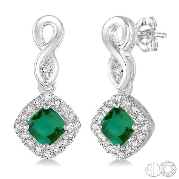 4x4 MM Cushion Cut Emerald and 1/5 Ctw Round Cut Diamond ...