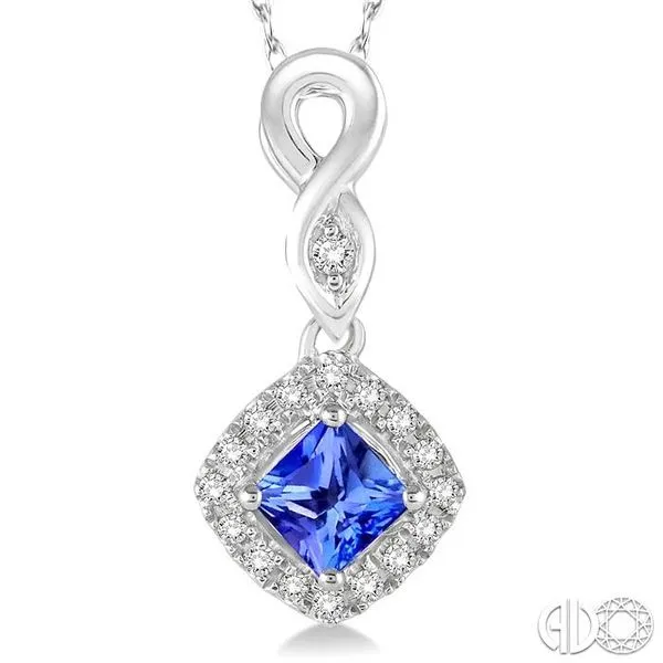 4x4 MM Cushion Cut Tanzanite and 1/10 Ctw Round Cut Diamo...