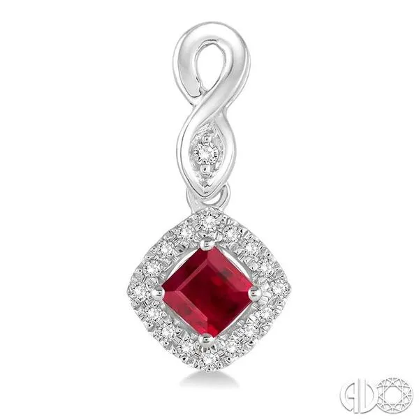 4x4 MM Cushion Cut Ruby and 1/5 Ctw Round Cut Diamond Ear...