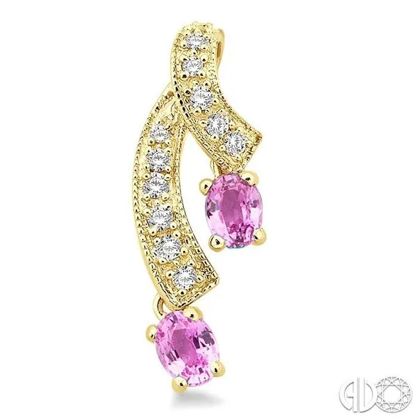4x3MM Oval Cut Pink Sapphire and 1/5 Ctw Round Cut Diamon...