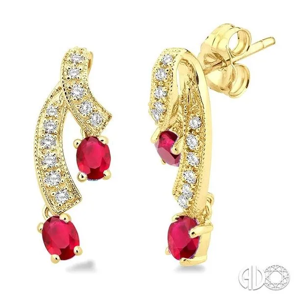 14K Gold Round Cut Ruby Stud Earrings