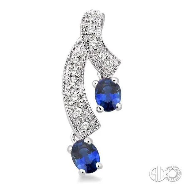 4x3MM Oval Cut Sapphire and 1/5 Ctw Round Cut Diamond Ear...