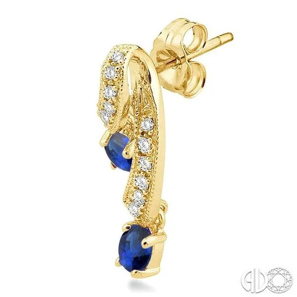 4x3MM Oval Cut Sapphire and 1/5 Ctw Round Cut Diamond Ear...