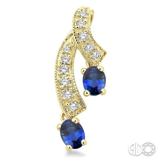 4x3MM Oval Cut Sapphire and 1/5 Ctw Round Cut Diamond Ear...