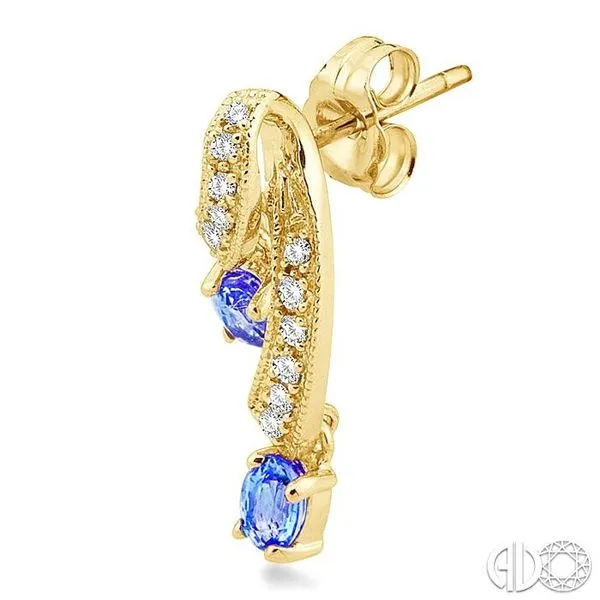 4x3MM Oval Cut Tanzanite and 1/5 Ctw Round Cut Diamond Ea...