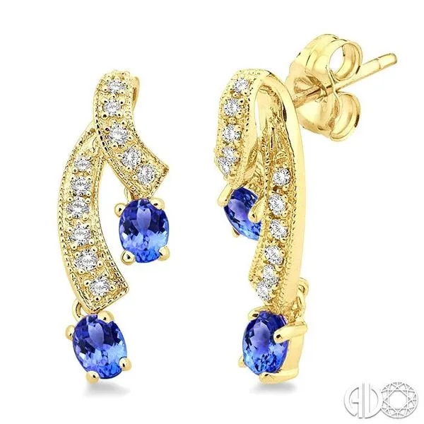 4x3MM Oval Cut Tanzanite and 1/5 Ctw Round Cut Diamond Ea...