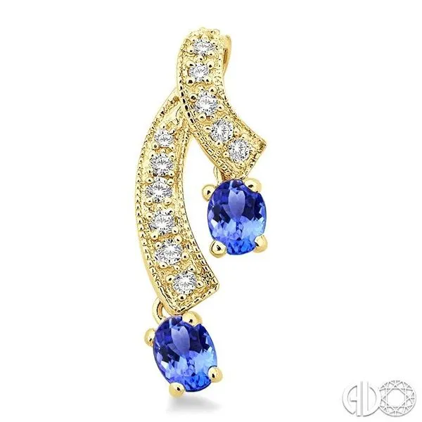 4x3MM Oval Cut Tanzanite and 1/5 Ctw Round Cut Diamond Ea...