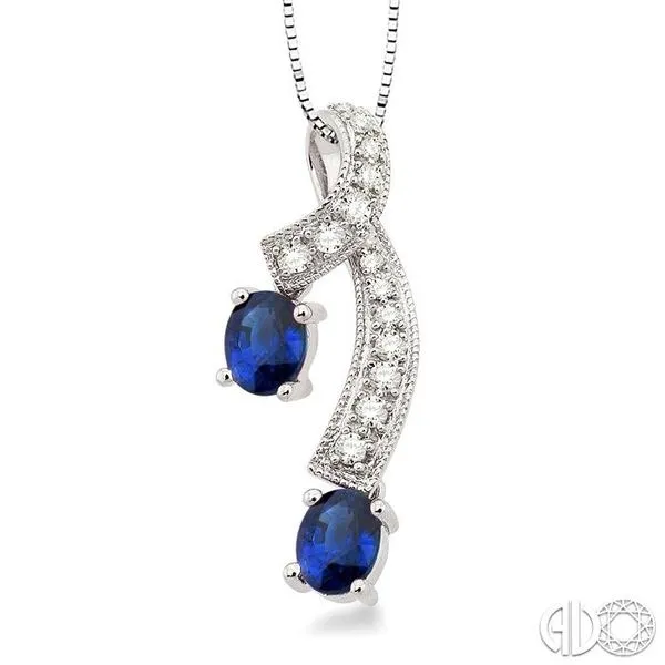 5x4MM Oval Cut Sapphire and 1/6 Ctw Round Cut Diamond Pen...