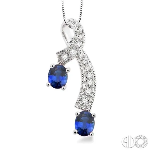 5x4MM Oval Cut Sapphire and 1/6 Ctw Round Cut Diamond Pen...