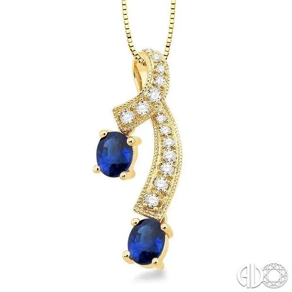 5x4MM Oval Cut Sapphire and 1/6 Ctw Round Cut Diamond Pen...