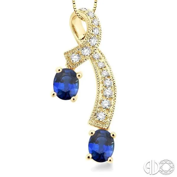 5x4MM Oval Cut Sapphire and 1/6 Ctw Round Cut Diamond Pen...