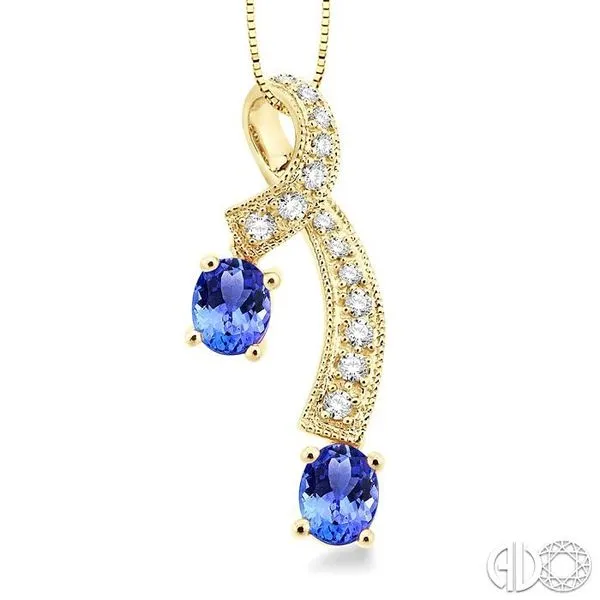 5x4MM Oval Cut Tanzanite and 1/6 Ctw Round Cut Diamond Pe...