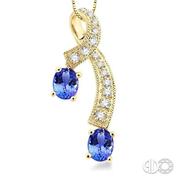 5x4MM Oval Cut Tanzanite and 1/6 Ctw Round Cut Diamond Pe...