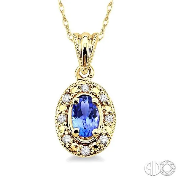 5x3mm Oval Shape Tanzanite and 1/20 Ctw Single Cut Diamon...