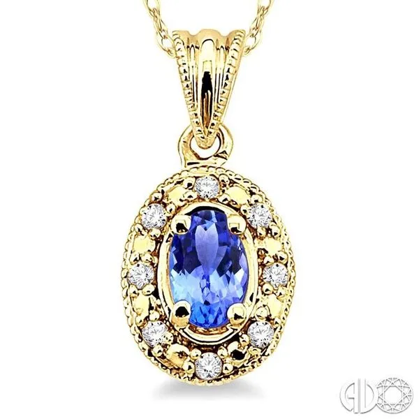 5x3mm Oval Shape Tanzanite and 1/20 Ctw Single Cut Diamon...