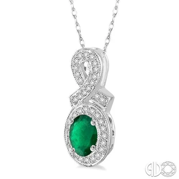 6x4 MM Oval Cut Emerald and 1/5 Ctw Round Cut Diamond Pen...