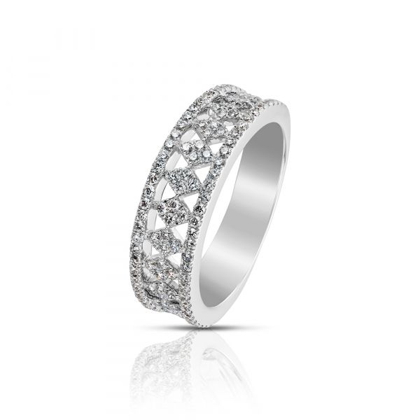 Dentelle Large Ring, White Gold And Diamonds - Jewelry - Categories