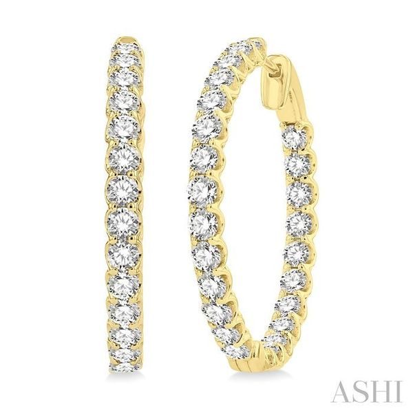 5 ctw In and Out Round Cut Diamond Hoop Earring in 14K Yellow Gold Grogan Jewelers Florence, AL
