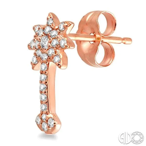 1/4 Ctw Round Cut Diamond Palm Tree Earrings in 10K Rose ...