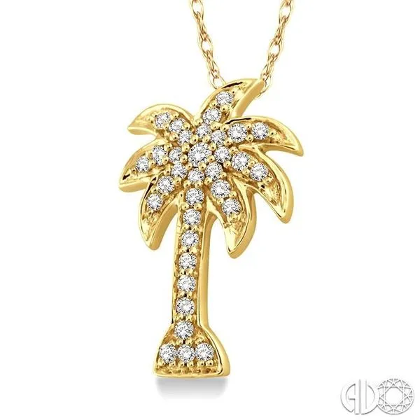 1/4 Ctw Palm Tree Round Cut Diamond Pendant in 10K Yellow...