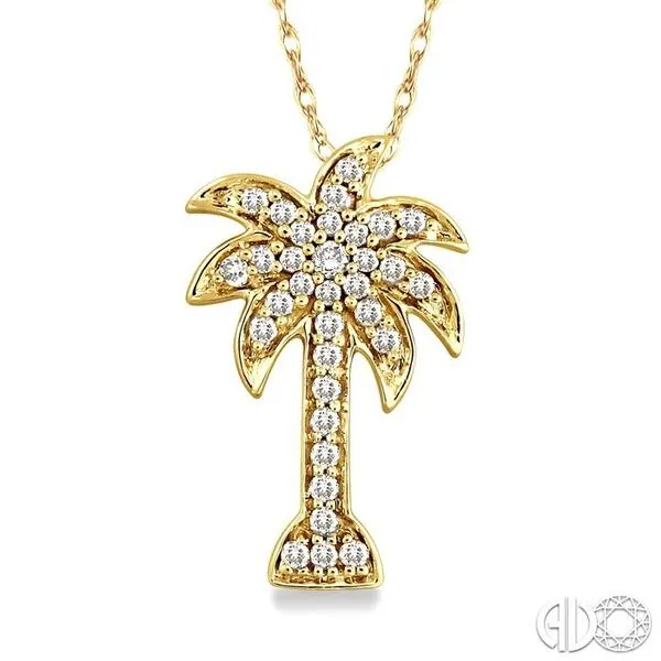 1/4 Ctw Palm Tree Round Cut Diamond Pendant in 10K Yellow...