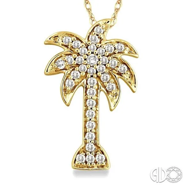 1/4 Ctw Palm Tree Round Cut Diamond Pendant in 10K Yellow...