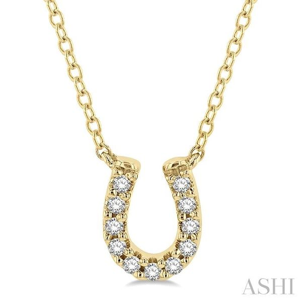 1/10 ctw Horseshoe Charm Round Cut Diamond Petite Fashion Pendant With Chain in 10K Yellow Gold Grogan Jewelers Florence, AL