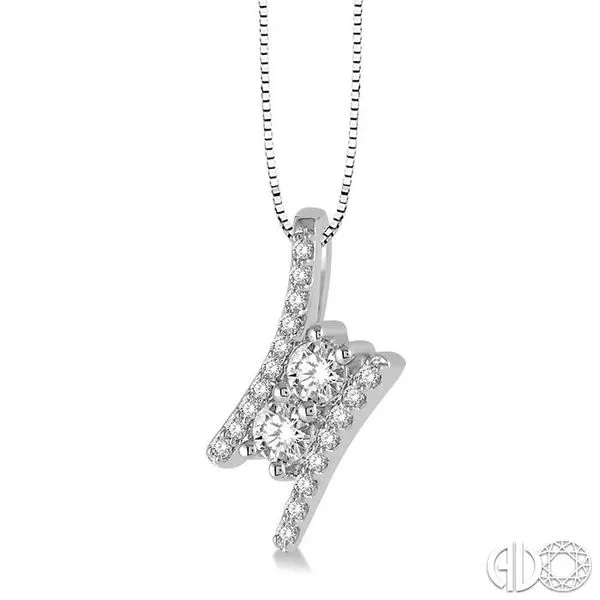 Ashi 1/4 Ctw Twin Center Parallel Bar Round Cut Diamond Ashi 1/4 Ctw Twin Center Parallel Bar Round Cut Diamond