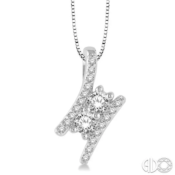 カールハンセン＆サン [Pendants, Set of 2] Ashi 1/4 Ctw Twin Center Parallel Bar Round Cut Diamond 2Stone