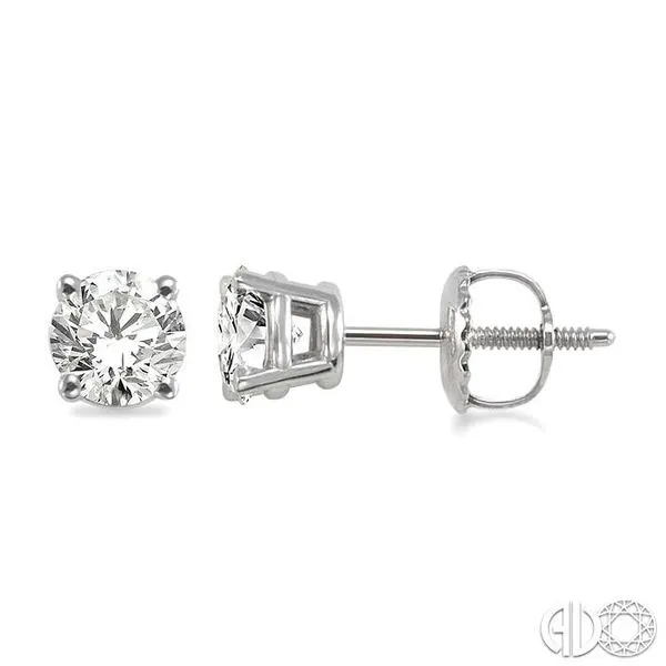 3/4 Ctw Round Cut Diamond Stud Earrings in 14K White Gold