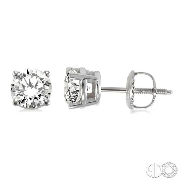 1 1/2 Ctw Round Cut Diamond Stud Earrings in 14K White Gold