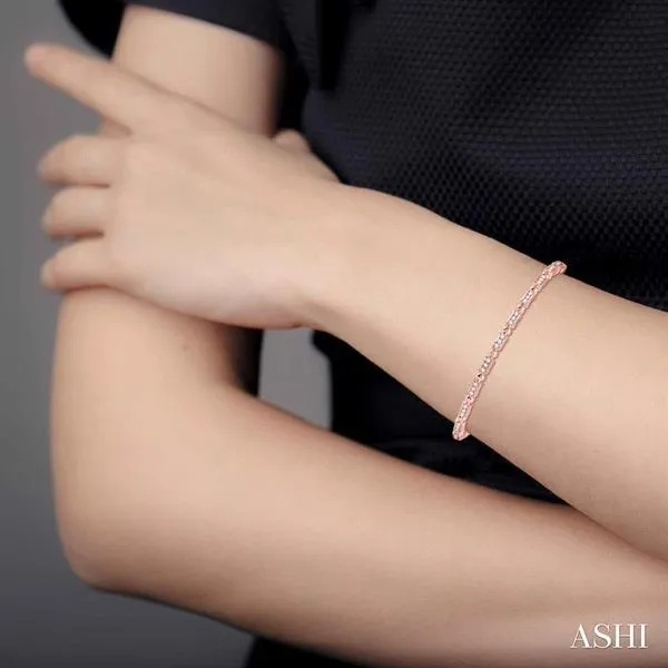 1/2 Ctw Box Link Round Cut Stackable Diamond Bangle in 14...
