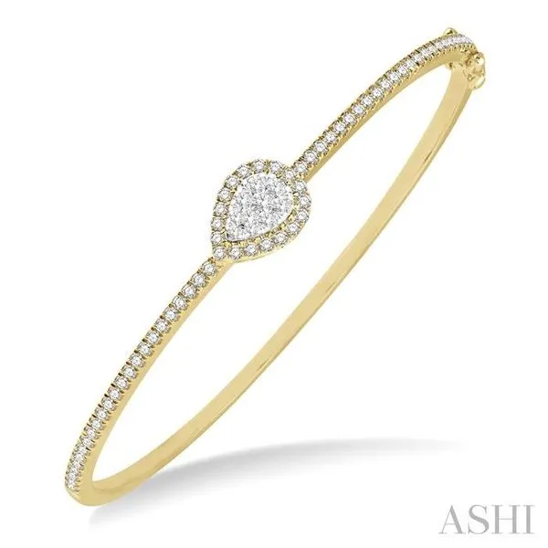 1 ctw Pear Shape Halo Lovebright Round Cut Diamond Bangle...