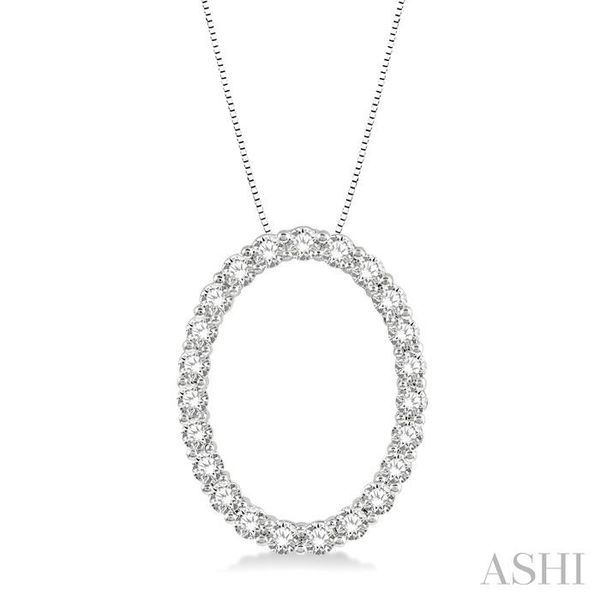 1 ctw Oval Shape Window Round Cut Diamond Pendant With Chain in 14K White Gold Grogan Jewelers Florence, AL