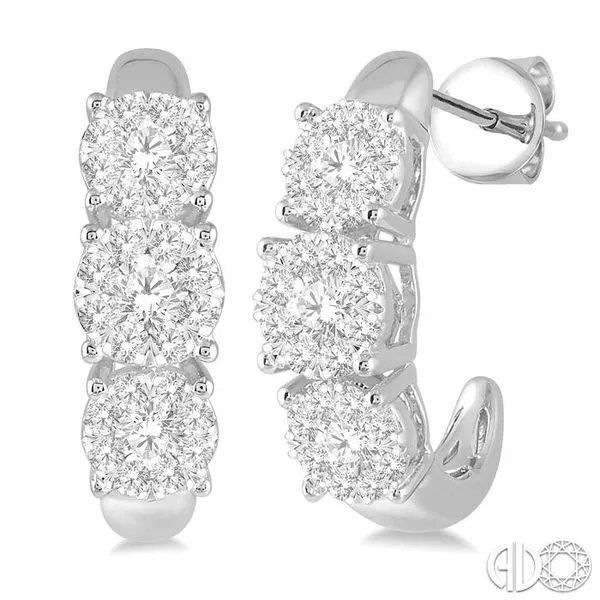 1 1/4 Ctw Lovebright Round Cut Diamond Earrings in 14K Wh...