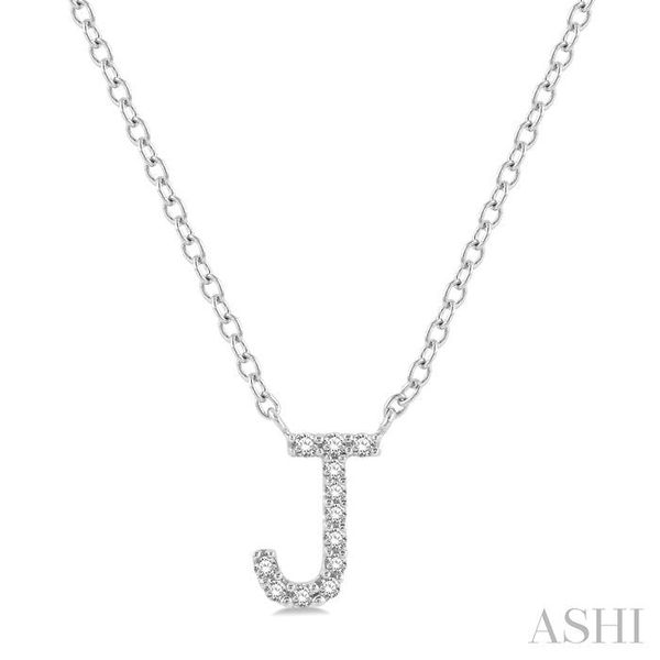 1/20 ctw Initial 'J' Round Cut Diamond Pendant With Chain in 14K White Gold Grogan Jewelers Florence, AL
